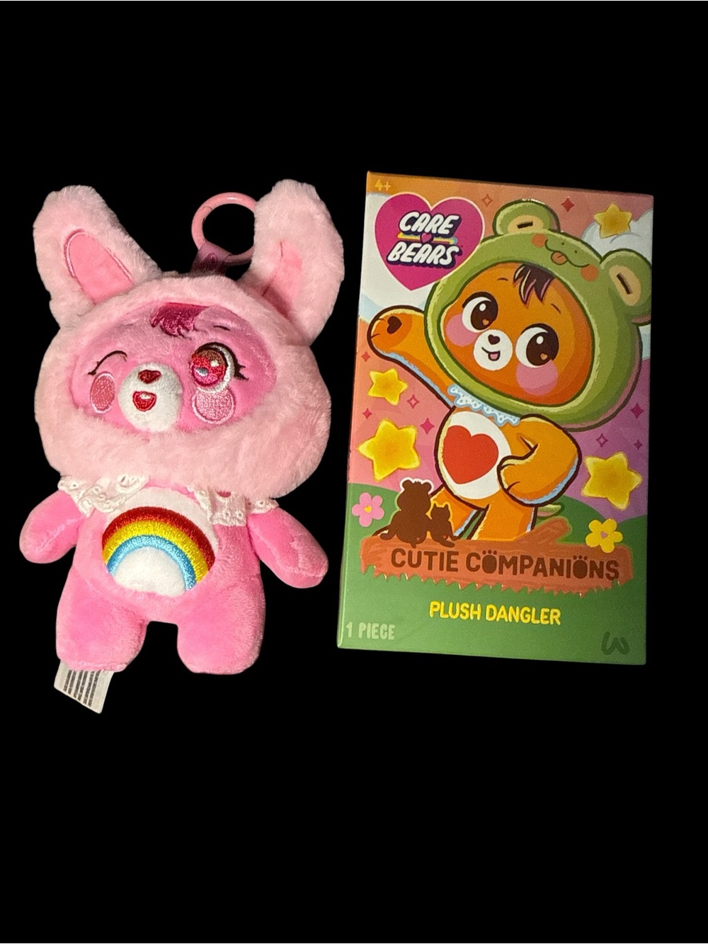 Care Bears Pink Cheer Bear Cutie Companions Plush Dangler Open Box